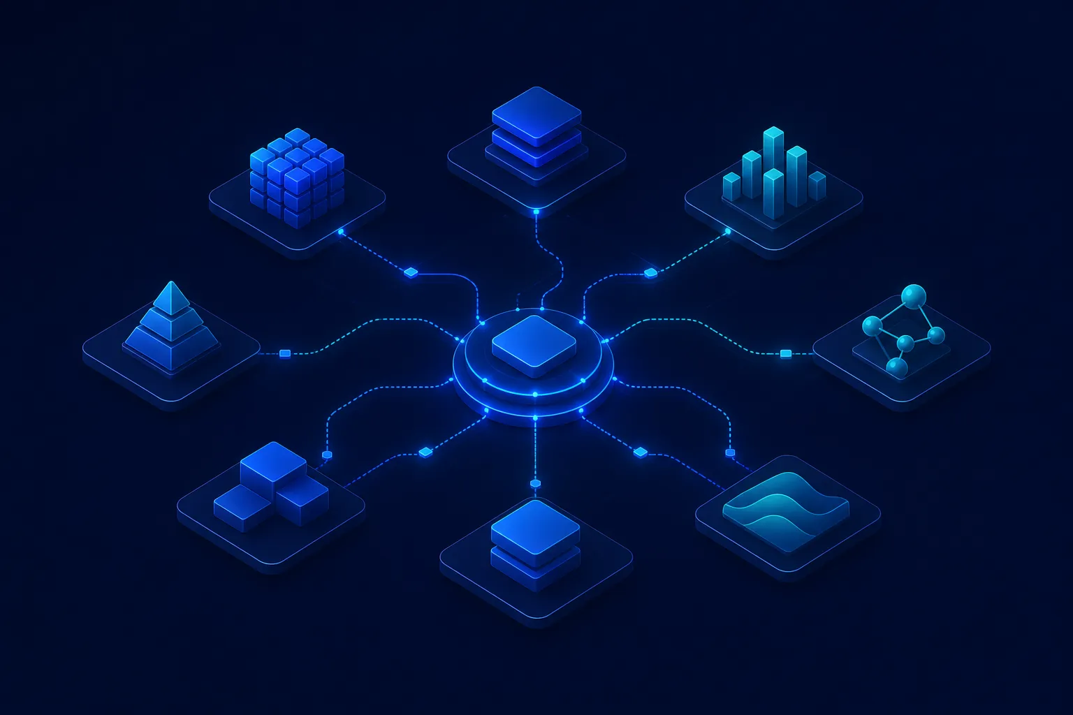Illustration: multiple AI model providers connecting to the same advertising tool layer